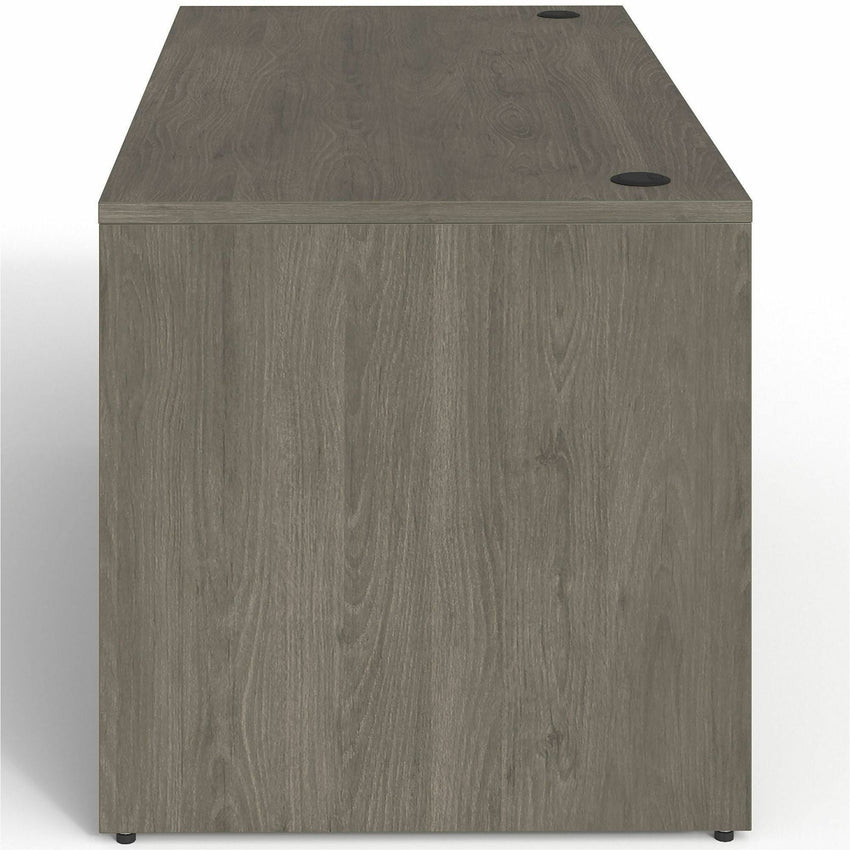 Lorell Prominence 2.0 Series Gray Elm Executive Desk featuring a Left - Hand Locking Pedestal and High - Performance Thermally Fused Melamine Construction 60"W x 30"D x 29"H (LLR - LLRPD3060LSPGE) - SchoolOutlet