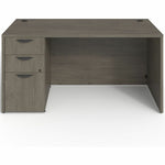 Lorell Prominence 2.0 Series Gray Elm Executive Desk featuring a Left - Hand Locking Pedestal and High - Performance Thermally Fused Melamine Construction 60