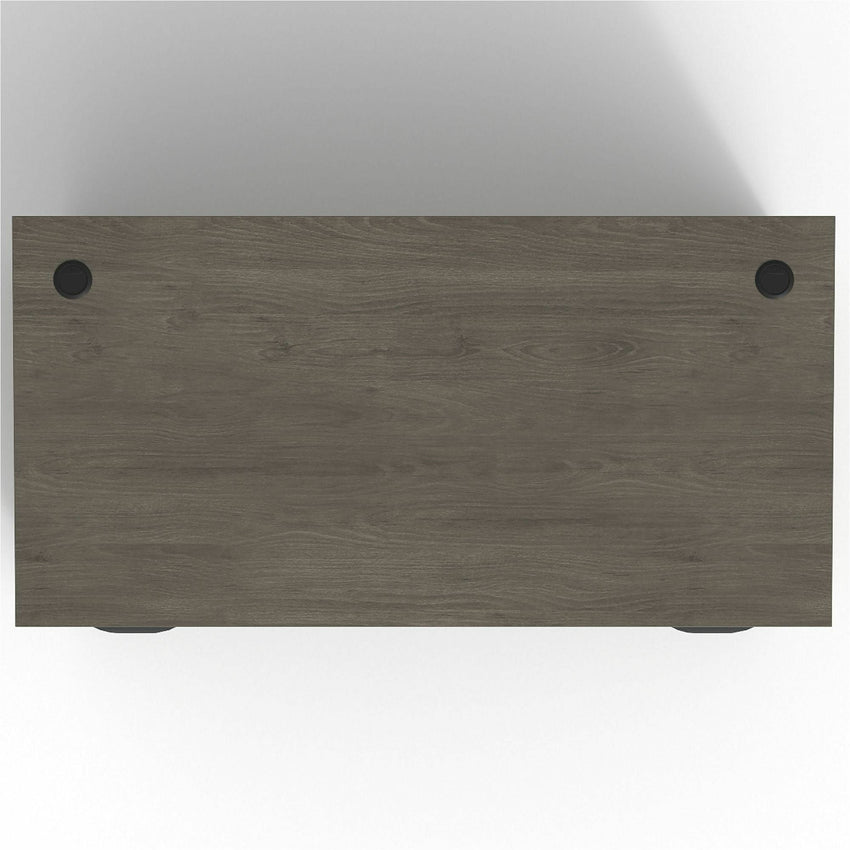 Lorell Prominence 2.0 Series Gray Elm Executive Desk featuring Dual 3/4 Locking Pedestals and High - Performance Thermally Fused Melamine Construction 60"W x 30"D x 29"H (LLR - LLRPD3060QDPGE) - SchoolOutlet
