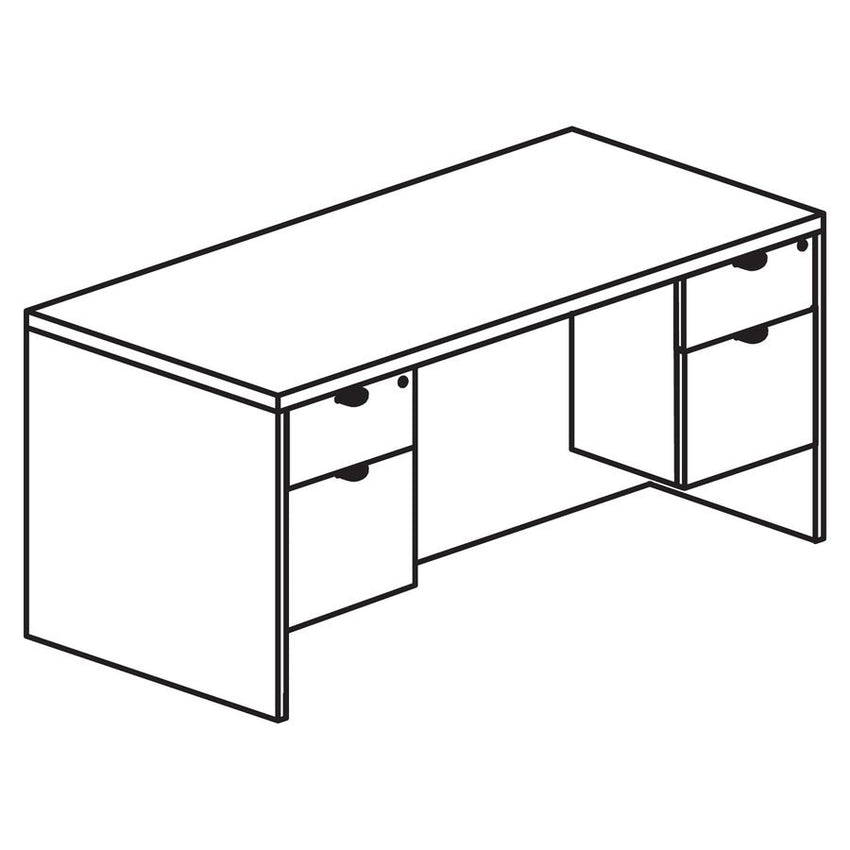 Lorell Prominence 2.0 Series Double - Pedestal Executive Desk with Laminate Finish and Fully Assembled Heavy - Duty Construction 60"W x 30"D x 29"H (LLR - LLRPD3060QDPMY) - SchoolOutlet