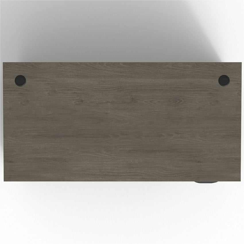 Lorell Prominence 2.0 Series Gray Elm Executive Desk featuring a Right - Hand Locking Pedestal and High - Performance Thermally Fused Melamine Construction 60"W x 30"D x 29"H (LLR - LLRPD3060RSPGE) - SchoolOutlet
