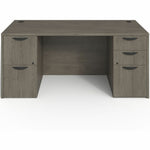 Lorell Prominence 2.0 Series Gray Elm Executive Desk featuring Dual Locking Pedestals and High - Performance Thermally Fused Melamine Construction 66