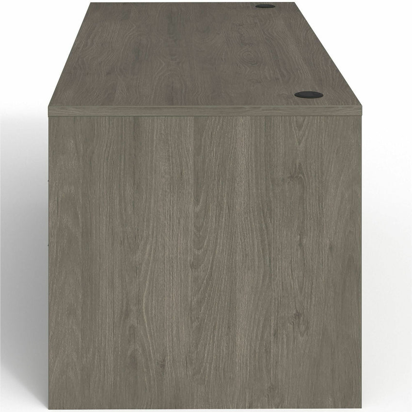 Lorell Prominence 2.0 Series Gray Elm Executive Desk featuring Dual Locking Pedestals and High - Performance Thermally Fused Melamine Construction 66"W x 30"D x 29"H (LLR - LLRPD3066DPGE) - SchoolOutlet