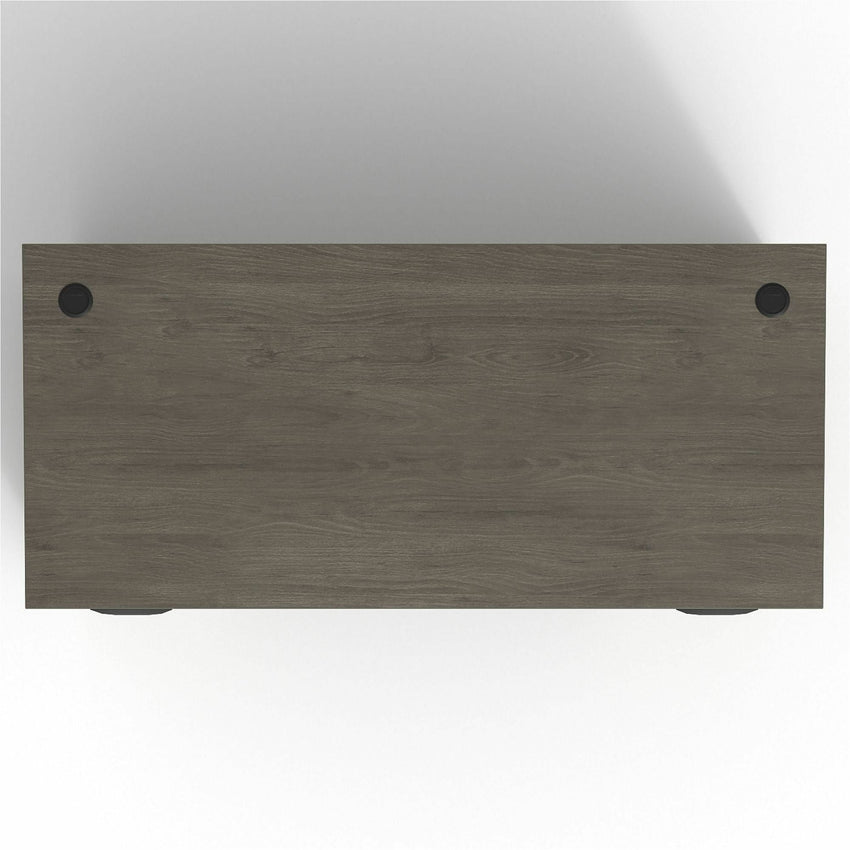 Lorell Prominence 2.0 Series Gray Elm Executive Desk featuring Dual Locking Pedestals and High - Performance Thermally Fused Melamine Construction 66"W x 30"D x 29"H (LLR - LLRPD3066DPGE) - SchoolOutlet