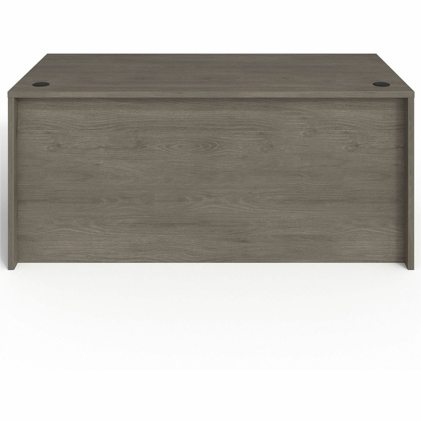 Lorell Prominence 2.0 Series Gray Elm Executive Desk featuring Dual Locking Pedestals and High - Performance Thermally Fused Melamine Construction 66"W x 30"D x 29"H (LLR - LLRPD3066DPGE) - SchoolOutlet