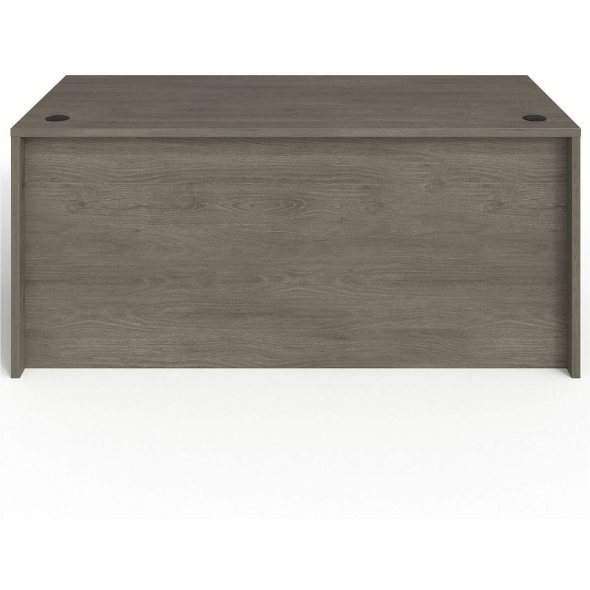 Lorell Prominence 2.0 Series Gray Elm Executive Desk featuring Dual Locking Pedestals and High - Performance Thermally Fused Melamine Construction 66"W x 30"D x 29"H (LLR - LLRPD3066DPGE) - SchoolOutlet
