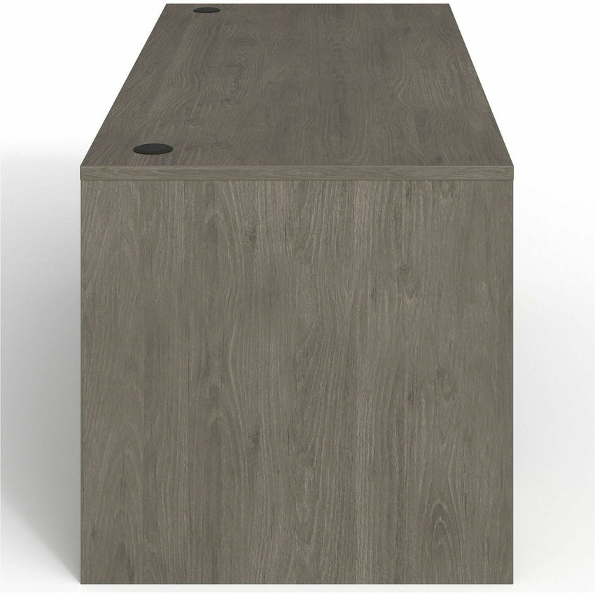 Lorell Prominence 2.0 Series Gray Elm Executive Desk featuring Dual Locking Pedestals and High - Performance Thermally Fused Melamine Construction 66"W x 30"D x 29"H (LLR - LLRPD3066DPGE) - SchoolOutlet