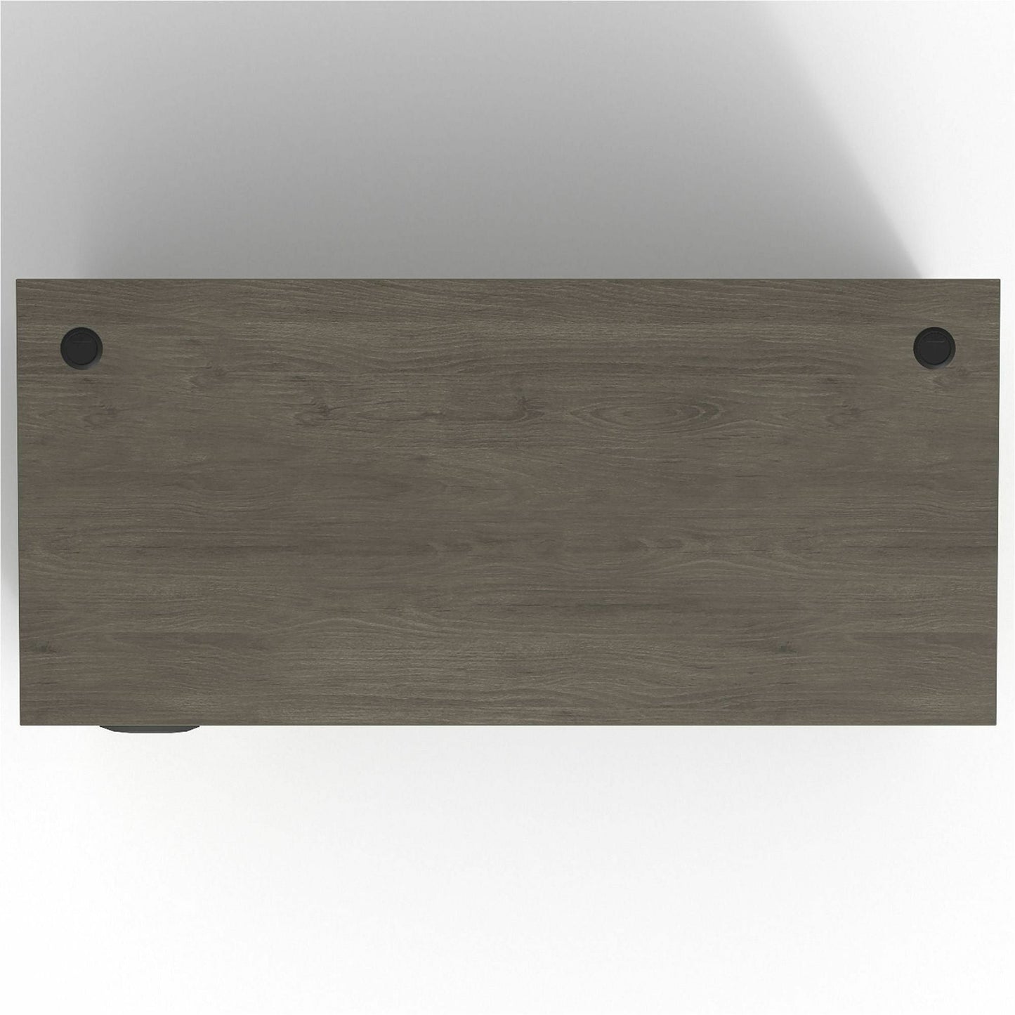 Lorell Prominence 2.0 Series Gray Elm Executive Desk featuring a Left - Hand Locking Pedestal and High - Performance Thermally Fused Melamine Construction 66"W x 30"D x 29"H (LLR - LLRPD3066LSPGE) - SchoolOutlet
