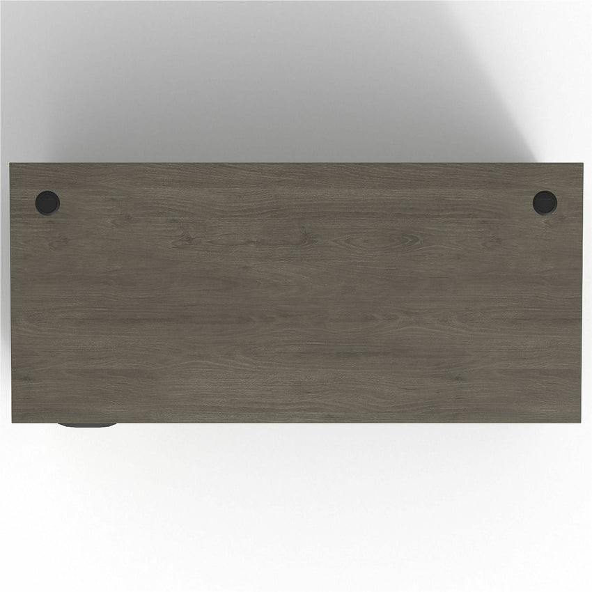 Lorell Prominence 2.0 Series Gray Elm Executive Desk featuring a Left - Hand Locking Pedestal and High - Performance Thermally Fused Melamine Construction 66"W x 30"D x 29"H (LLR - LLRPD3066LSPGE) - SchoolOutlet