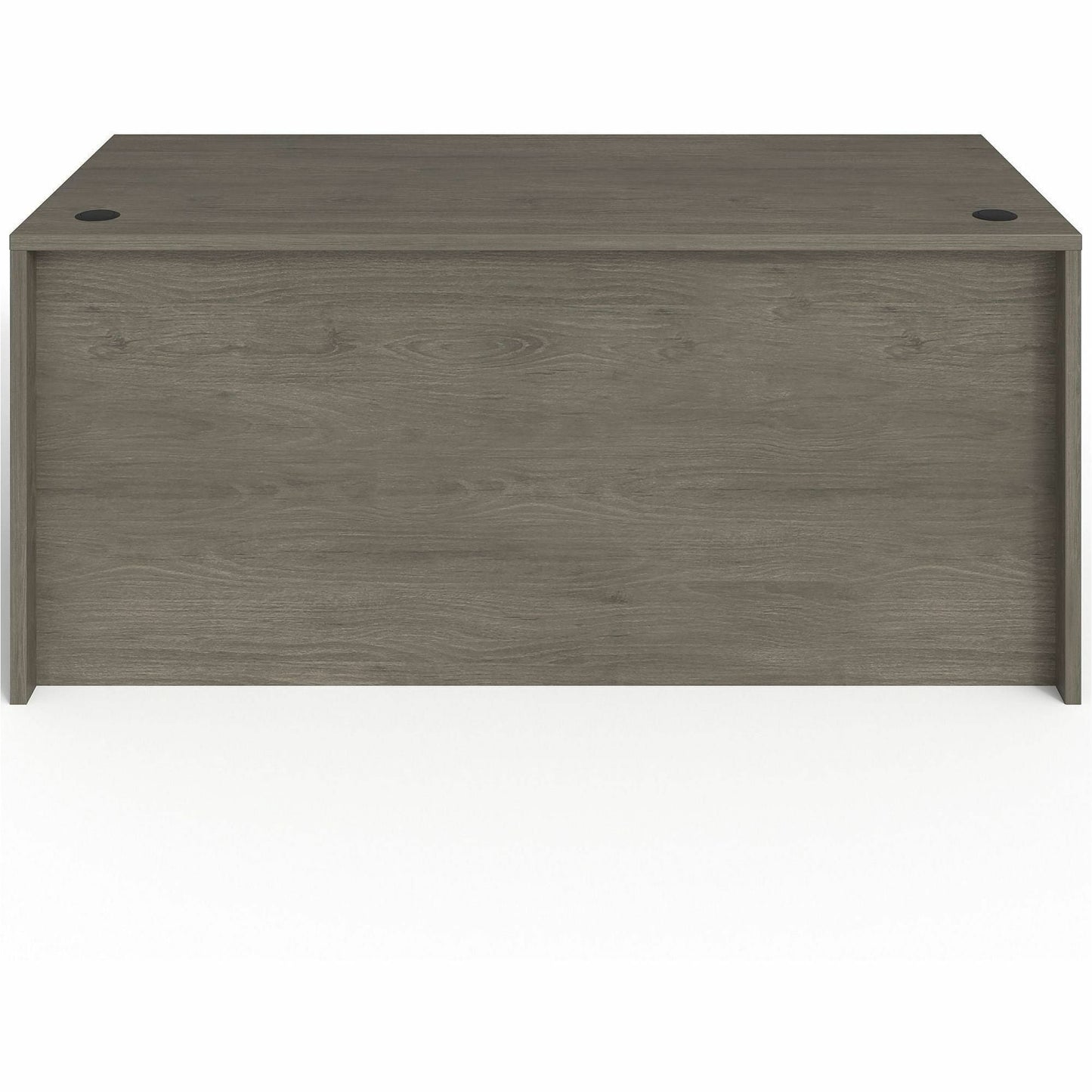 Lorell Prominence 2.0 Series Gray Elm Executive Desk featuring a Left - Hand Locking Pedestal and High - Performance Thermally Fused Melamine Construction 66"W x 30"D x 29"H (LLR - LLRPD3066LSPGE) - SchoolOutlet