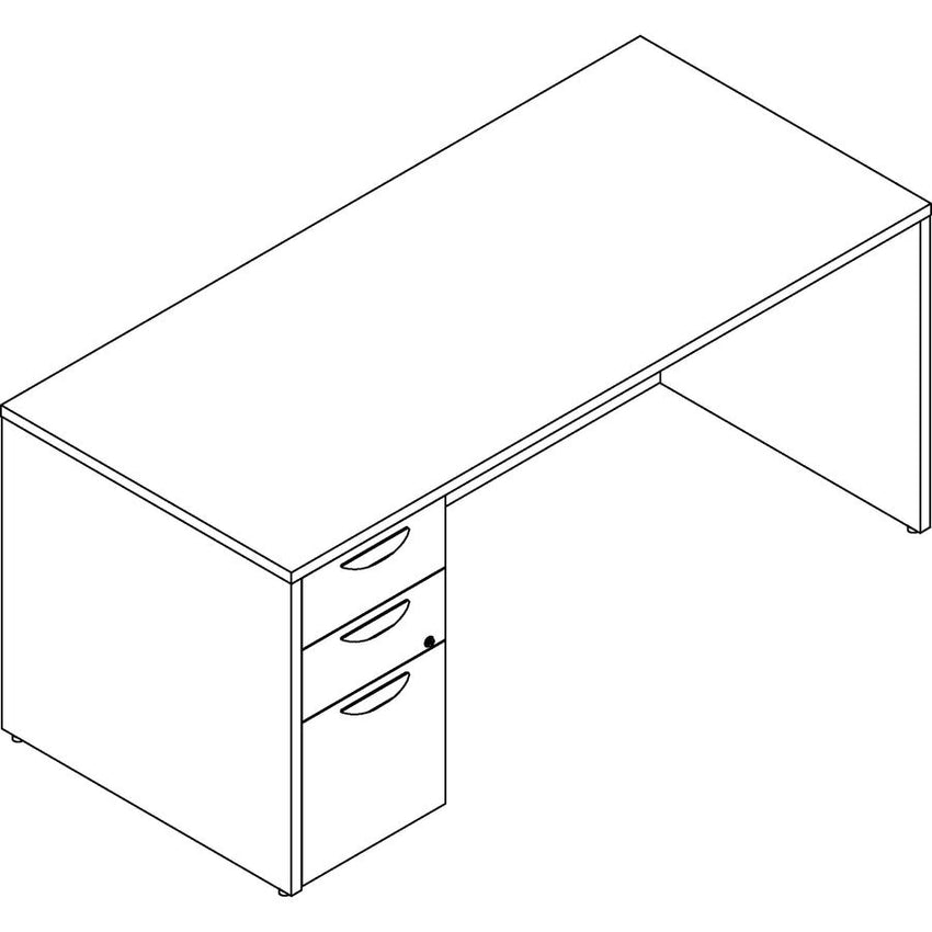 Lorell Prominence 2.0 Series Executive Desk featuring Hand Locking Pedestal and High - Performance Thermally Fused Melamine Construction 66"W x 30"D x 29"H (LLR - LLRPD3066XSPXXX) - SchoolOutlet