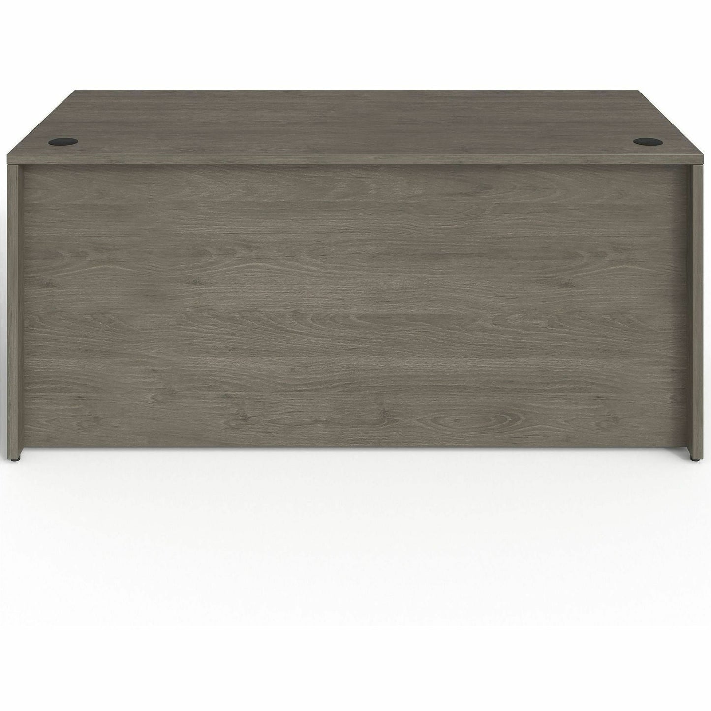 Lorell Prominence 2.0 Series Gray Elm Executive Desk featuring a 3/4 Left - Hand Locking Pedestal and High - Performance Thermally Fused Melamine Construction 66"W x 30"D x 29"H (LLR - LLRPD3066QLGE) - SchoolOutlet