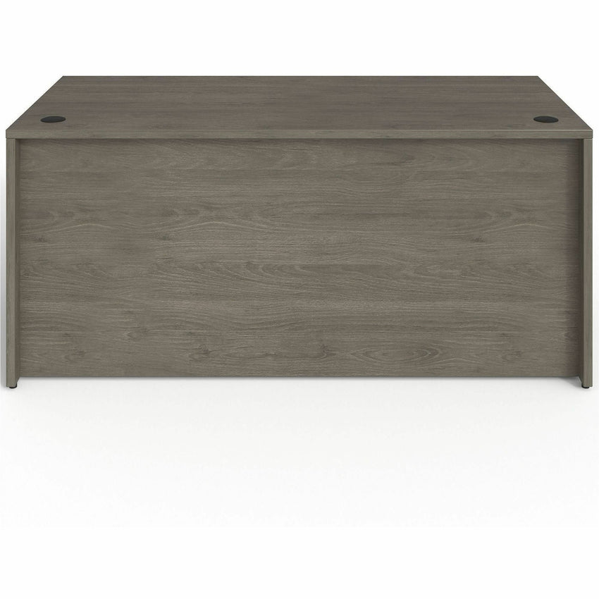 Lorell Prominence 2.0 Series Gray Elm Executive Desk featuring a 3/4 Left - Hand Locking Pedestal and High - Performance Thermally Fused Melamine Construction 66"W x 30"D x 29"H (LLR - LLRPD3066QLGE) - SchoolOutlet