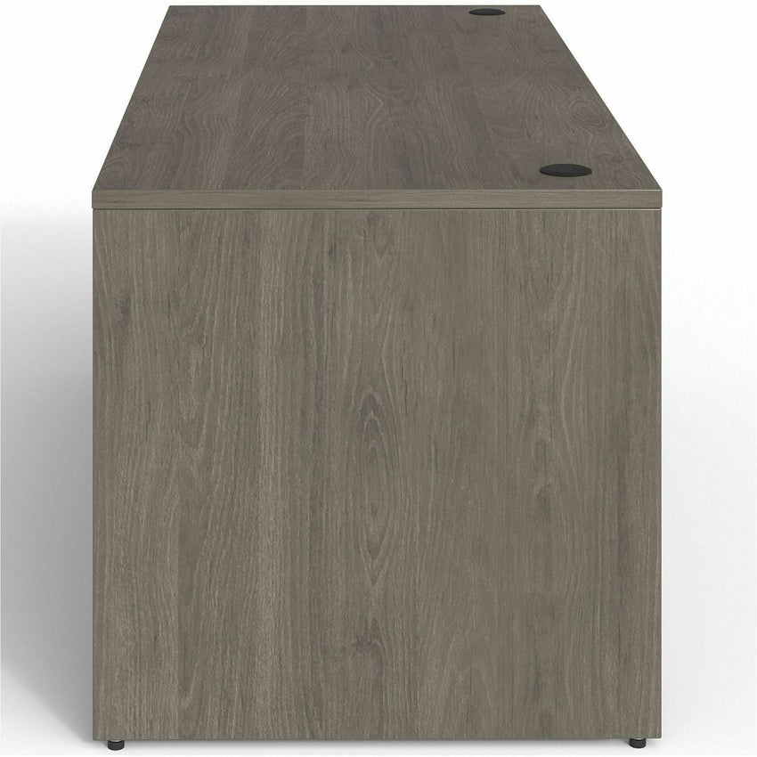 Lorell Prominence 2.0 Series Gray Elm Executive Desk featuring a 3/4 Left - Hand Locking Pedestal and High - Performance Thermally Fused Melamine Construction 66"W x 30"D x 29"H (LLR - LLRPD3066QLGE) - SchoolOutlet