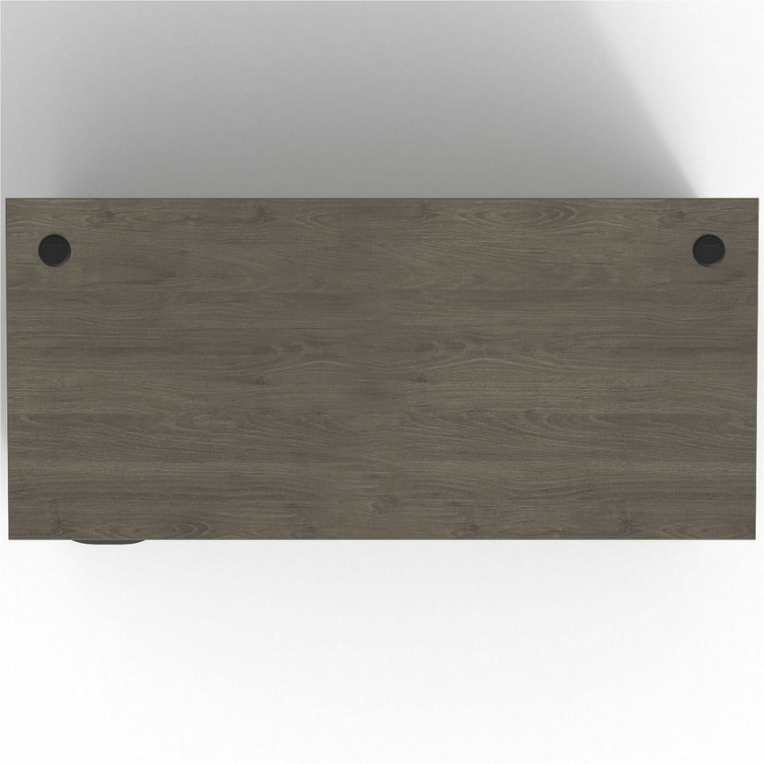 Lorell Prominence 2.0 Series Gray Elm Executive Desk featuring a 3/4 Left - Hand Locking Pedestal and High - Performance Thermally Fused Melamine Construction 66"W x 30"D x 29"H (LLR - LLRPD3066QLGE) - SchoolOutlet