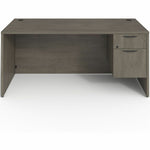 Lorell Prominence 2.0 Series Gray Elm Executive Desk featuring a 3/4 Right - Hand Locking Pedestal and High - Performance Thermally Fused Melamine Construction 66