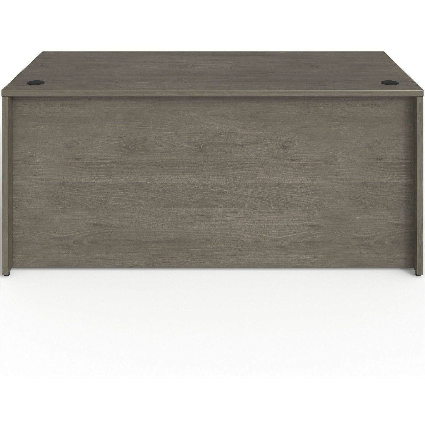 Lorell Prominence 2.0 Series Gray Elm Executive Desk featuring a 3/4 Right - Hand Locking Pedestal and High - Performance Thermally Fused Melamine Construction 66"W x 30"D x 29"H (LLR - LLRPD3066QRGE) - SchoolOutlet