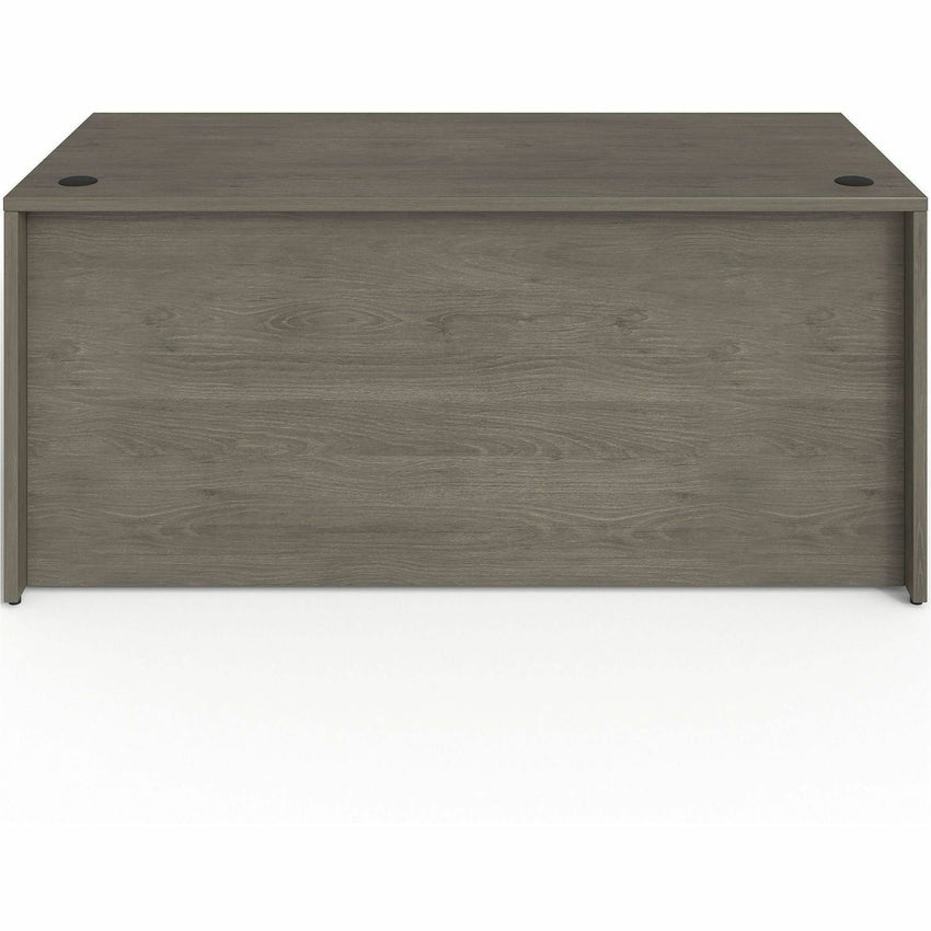 Lorell Prominence 2.0 Series Gray Elm Executive Desk featuring a 3/4 Right - Hand Locking Pedestal and High - Performance Thermally Fused Melamine Construction 66"W x 30"D x 29"H (LLR - LLRPD3066QRGE) - SchoolOutlet