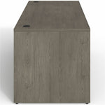 Lorell Prominence 2.0 Series Gray Elm Executive Desk featuring a 3/4 Right - Hand Locking Pedestal and High - Performance Thermally Fused Melamine Construction 66