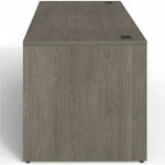 Lorell Prominence 2.0 Series Gray Elm Executive Desk featuring a 3/4 Right - Hand Locking Pedestal and High - Performance Thermally Fused Melamine Construction 66