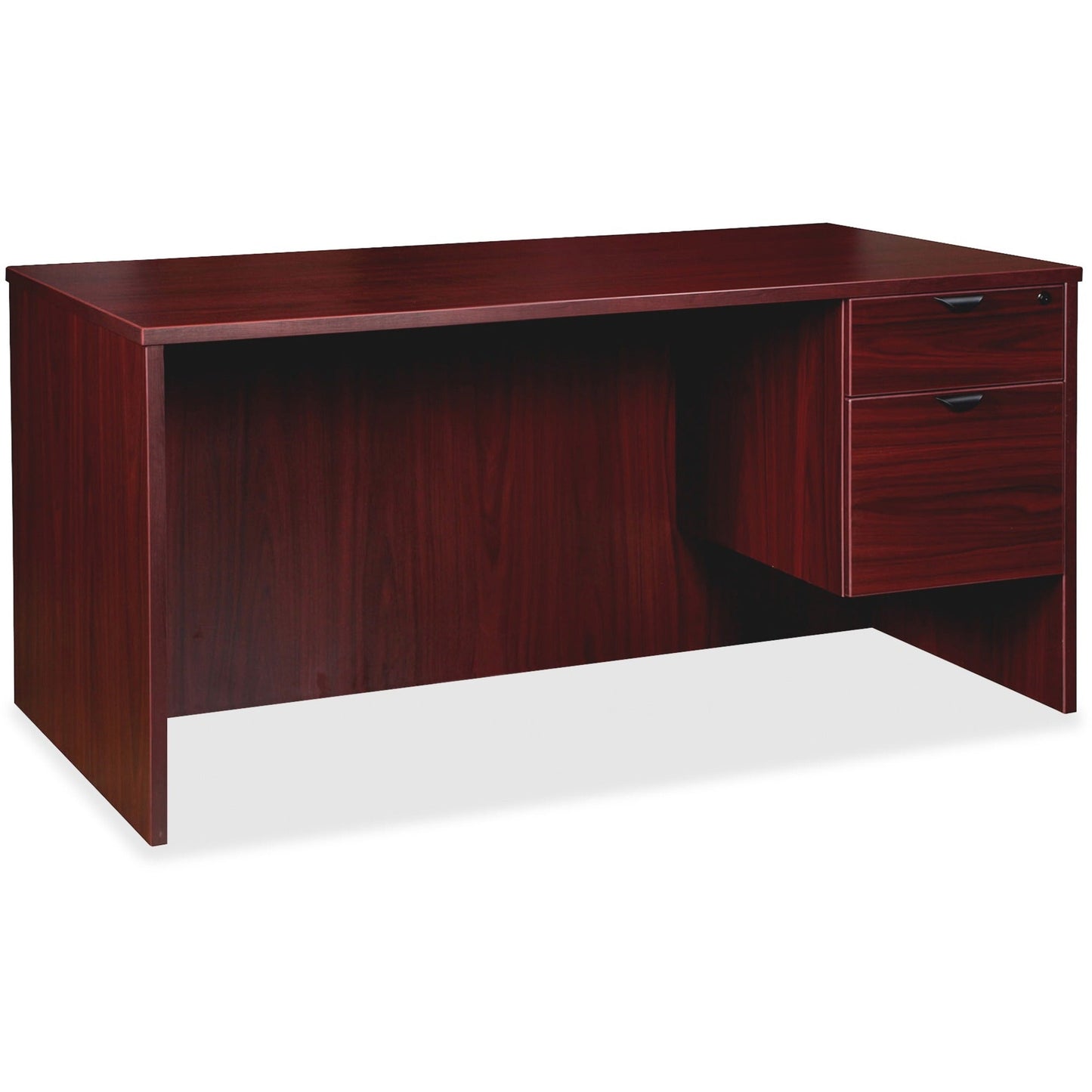 Lorell Prominence 2.0 Series Executive Desk featuring 3/4 Hand Locking Pedestal and High - Performance Thermally Fused Melamine Construction 66"W x 30"D x 29"H (LLR - LLRPD3066QXXX) - SchoolOutlet