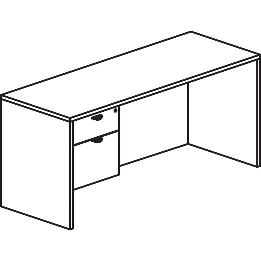Lorell Prominence 2.0 Series Executive Desk featuring 3/4 Hand Locking Pedestal and High - Performance Thermally Fused Melamine Construction 66"W x 30"D x 29"H (LLR - LLRPD3066QXXX) - SchoolOutlet