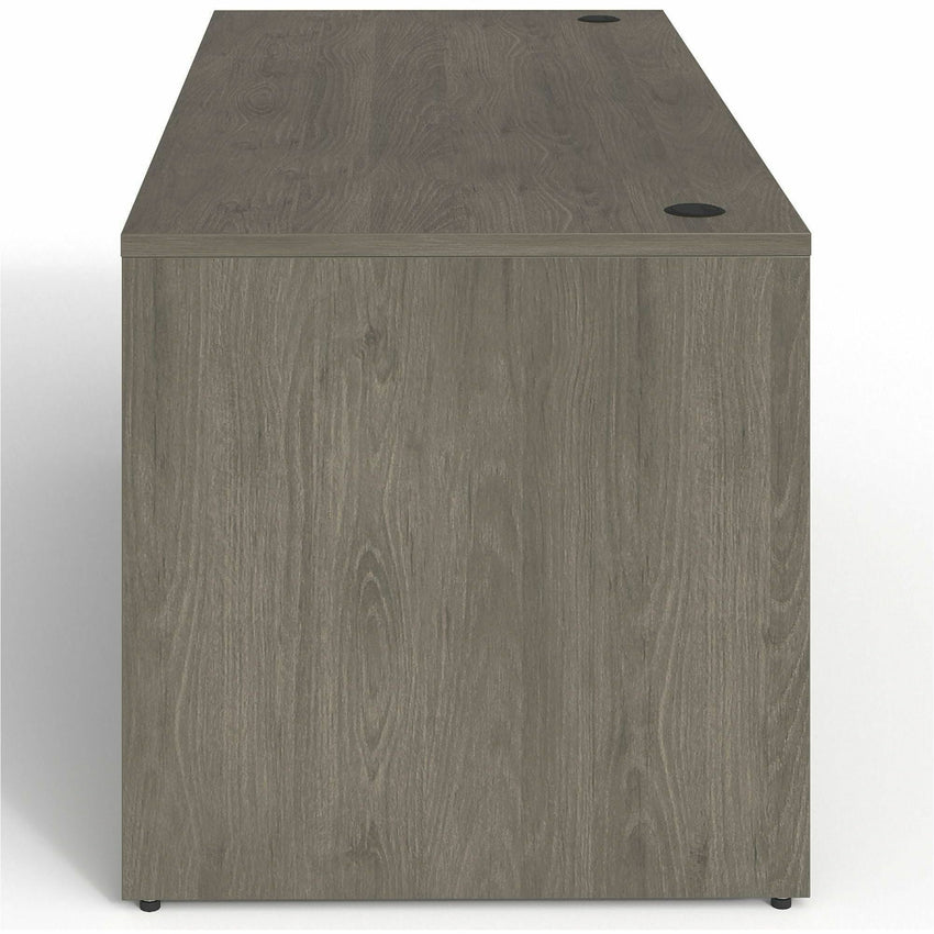 Lorell Prominence 2.0 Series Gray Elm Executive Desk featuring a Right - Hand Locking Pedestal and High - Performance Thermally Fused Melamine Construction 66"W x 30"D x 29"H (LLR - LLRPD3066RSPGE) - SchoolOutlet
