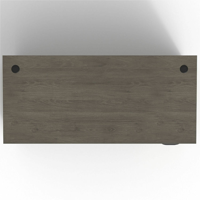 Lorell Prominence 2.0 Series Gray Elm Executive Desk featuring a Right - Hand Locking Pedestal and High - Performance Thermally Fused Melamine Construction 66"W x 30"D x 29"H (LLR - LLRPD3066RSPGE) - SchoolOutlet