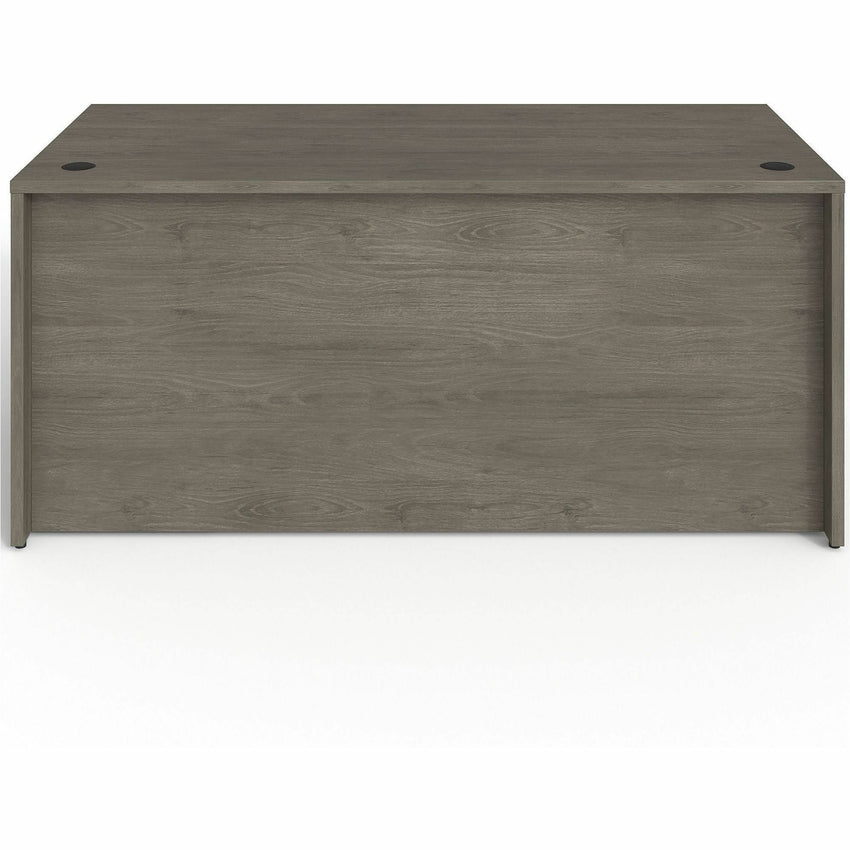Lorell Prominence 2.0 Series Gray Elm Executive Desk featuring a Right - Hand Locking Pedestal and High - Performance Thermally Fused Melamine Construction 66"W x 30"D x 29"H (LLR - LLRPD3066RSPGE) - SchoolOutlet