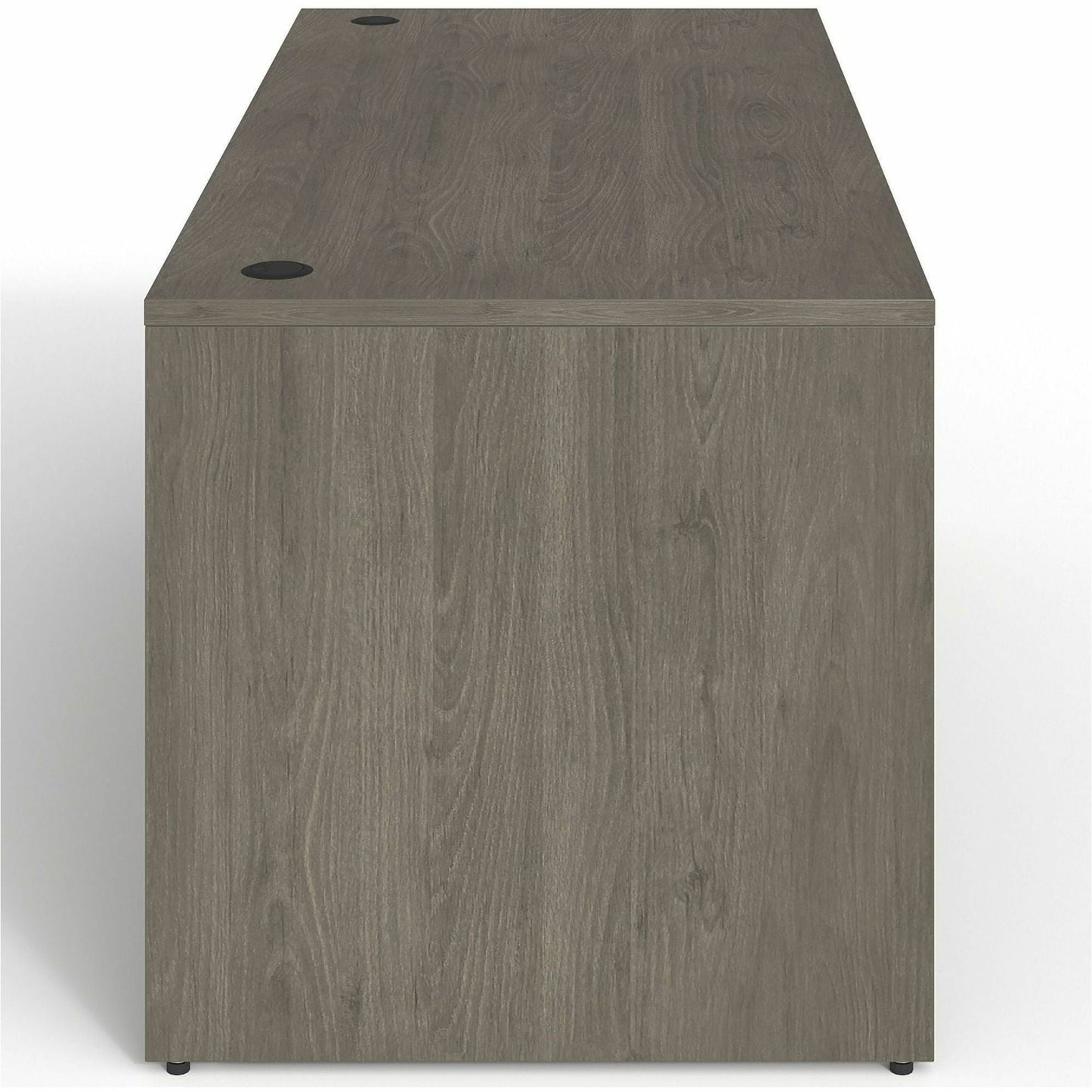 Lorell Prominence 2.0 Series Gray Elm Executive Desk featuring a Right - Hand Locking Pedestal and High - Performance Thermally Fused Melamine Construction 66"W x 30"D x 29"H (LLR - LLRPD3066RSPGE) - SchoolOutlet