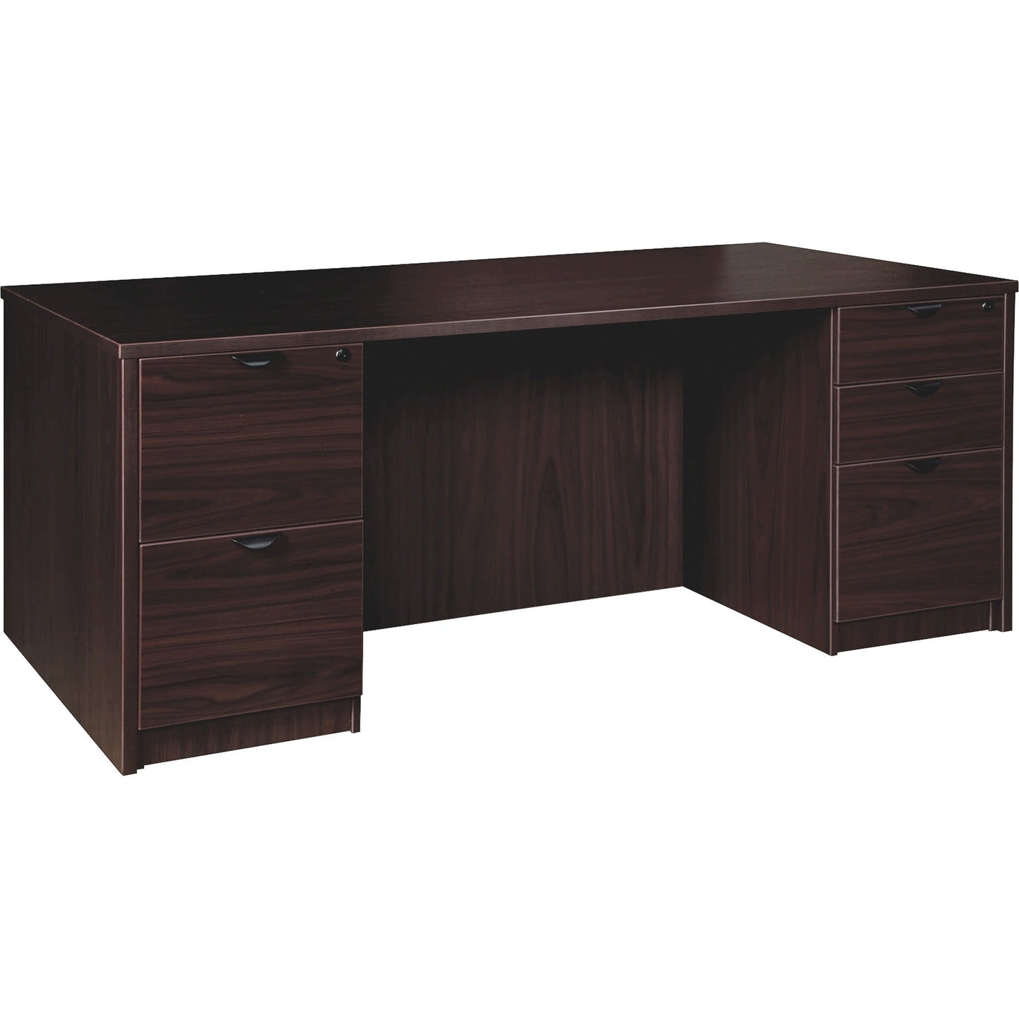 Lorell Prominence 2.0 Series Executive Desk featuring Dual 3/4 Locking Pedestals and High - Performance Thermally Fused Melamine Construction 72"W x 36"D x 29"H (LLR - LLRPD3672DPXX) - SchoolOutlet