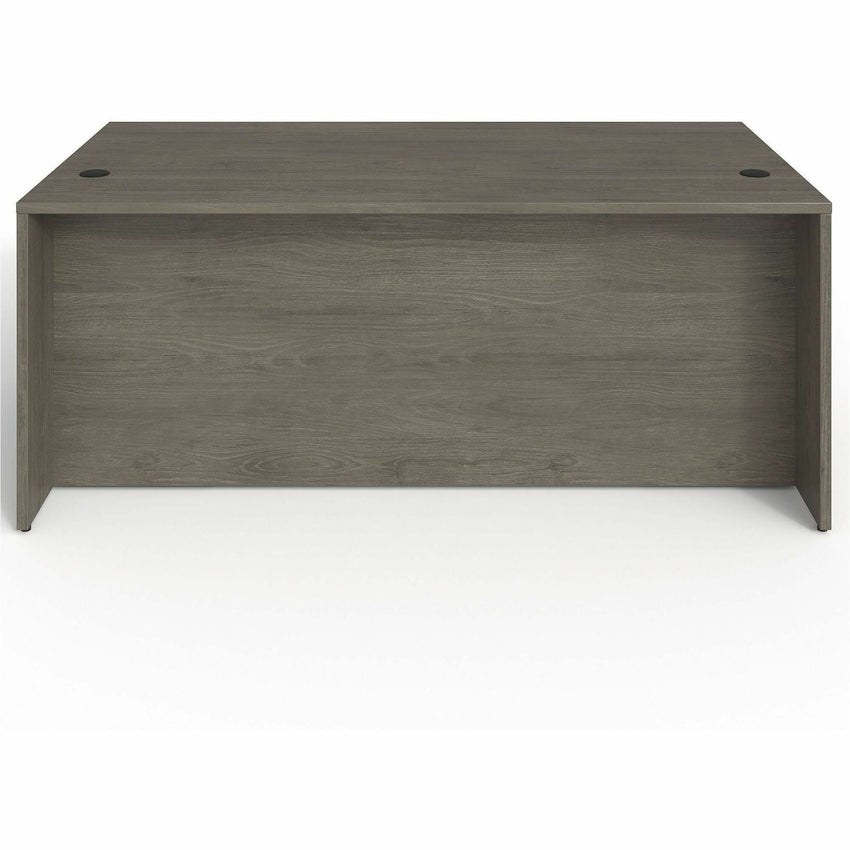 Lorell Prominence 2.0 Series Gray Elm Executive Desk featuring Dual Locking Pedestals and High - Performance Thermally Fused Melamine Construction 72"W x 36"D x 29"H (LLR - LLRPD3672DPGE) - SchoolOutlet