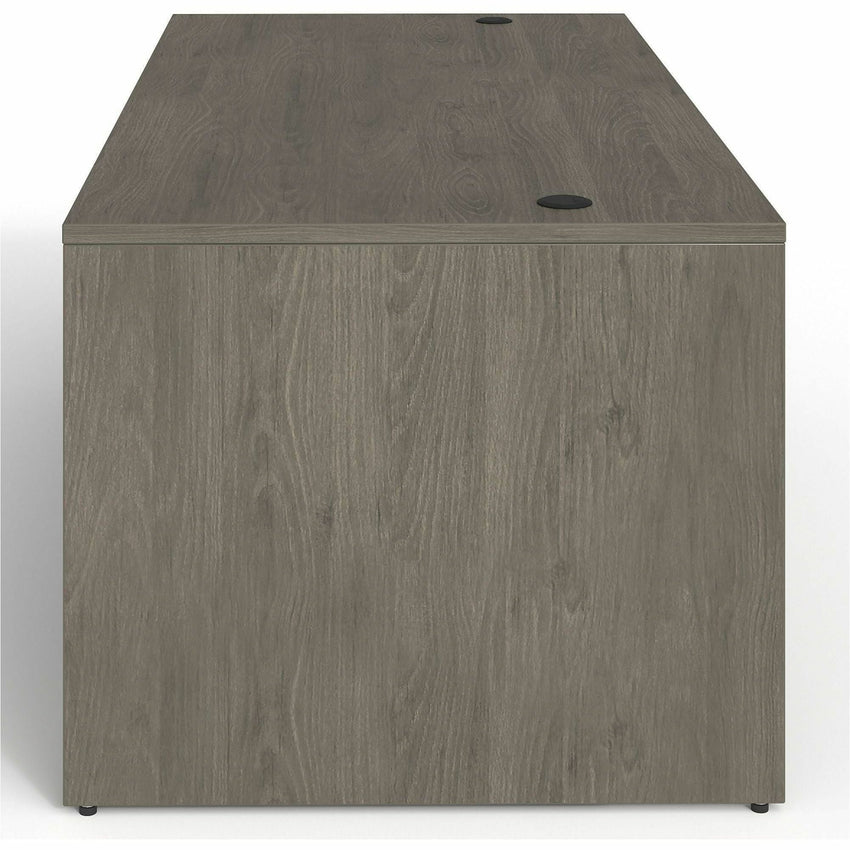 Lorell Prominence 2.0 Series Gray Elm Executive Desk featuring Dual Locking Pedestals and High - Performance Thermally Fused Melamine Construction 72"W x 36"D x 29"H (LLR - LLRPD3672DPGE) - SchoolOutlet