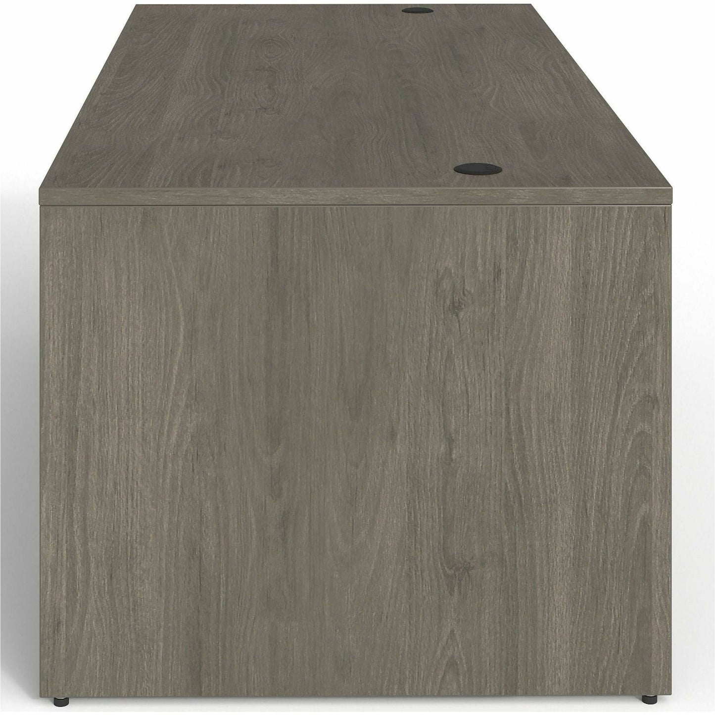 Lorell Prominence 2.0 Series Gray Elm Executive Desk featuring a Left - Hand Locking Pedestal and High - Performance Thermally Fused Melamine Construction 72"W x 36"D x 29"H (LLR - LLRPD3672LSPGE) - SchoolOutlet