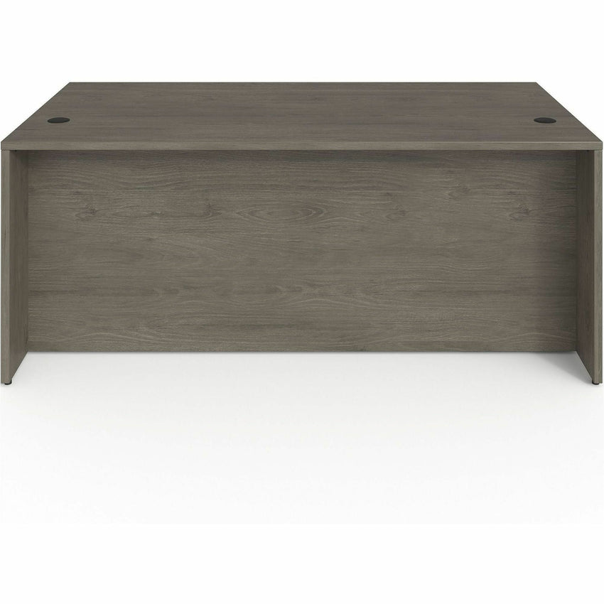 Lorell Prominence 2.0 Series Gray Elm Executive Desk featuring a Left - Hand Locking Pedestal and High - Performance Thermally Fused Melamine Construction 72"W x 36"D x 29"H (LLR - LLRPD3672LSPGE) - SchoolOutlet