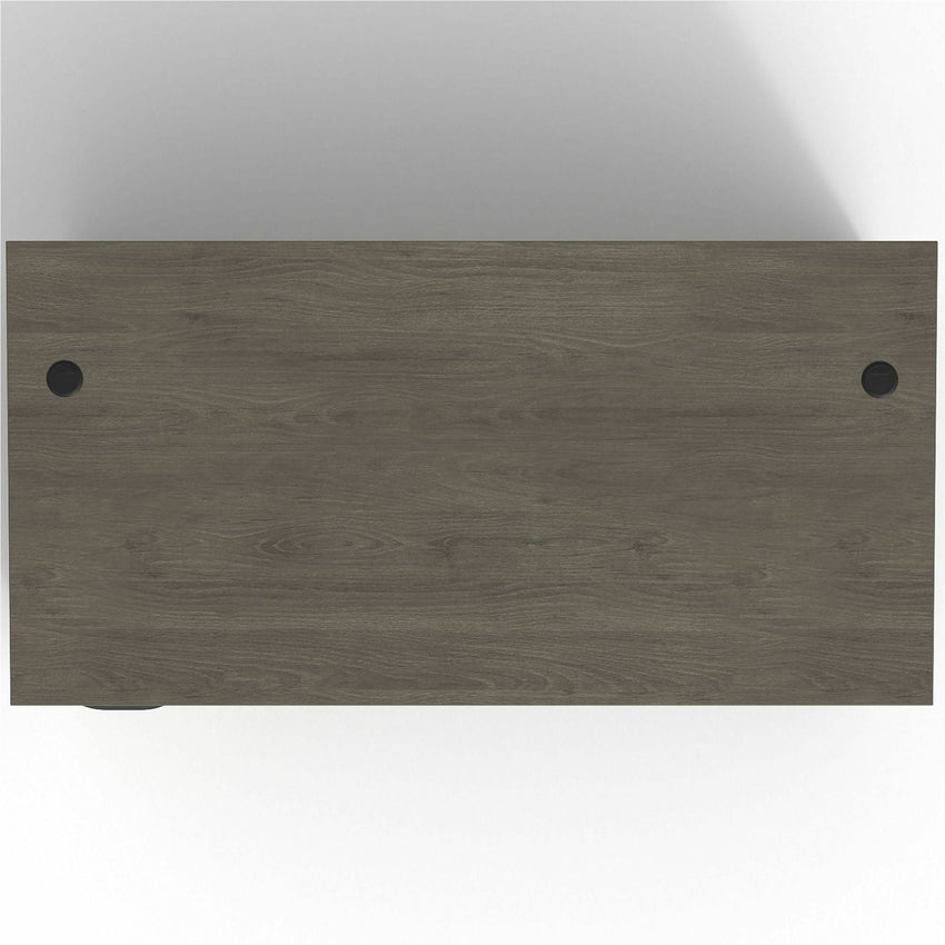 Lorell Prominence 2.0 Series Gray Elm Executive Desk featuring a Left - Hand Locking Pedestal and High - Performance Thermally Fused Melamine Construction 72"W x 36"D x 29"H (LLR - LLRPD3672LSPGE) - SchoolOutlet