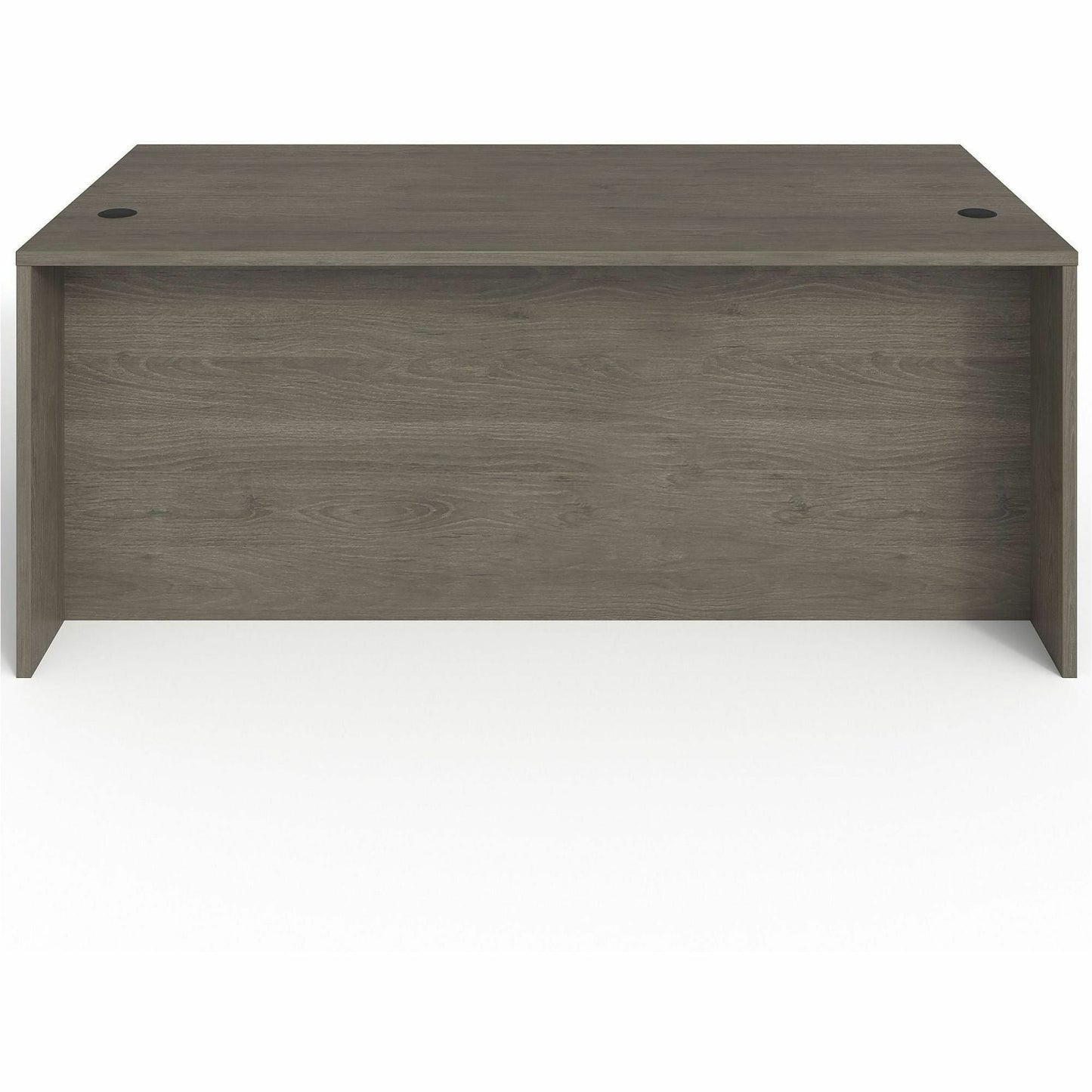 Lorell Prominence 2.0 Series Gray Elm Executive Desk featuring Dual 3/4 Locking Pedestals and High - Performance Thermally Fused Melamine Construction 72"W x 36"D x 29"H (LLR - LLRPD3672QDPGE) - SchoolOutlet