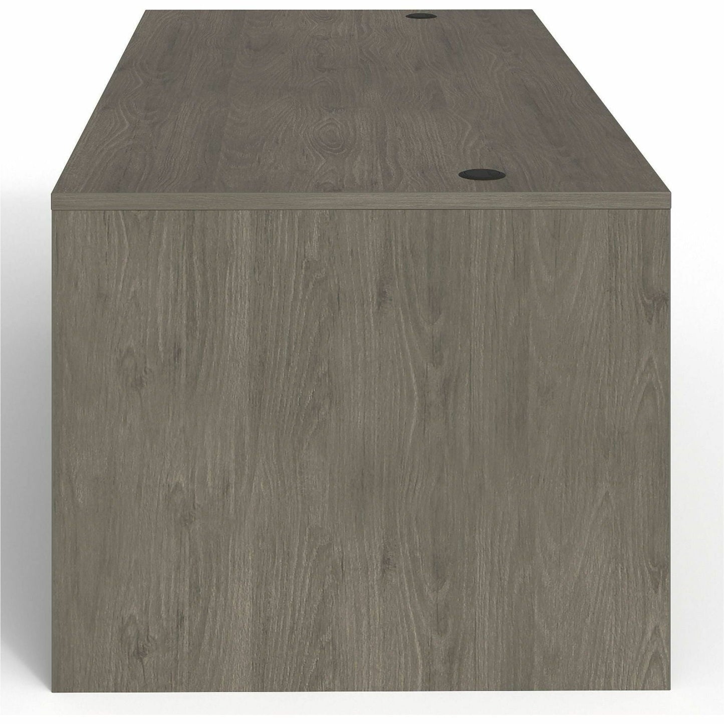 Lorell Prominence 2.0 Series Gray Elm Executive Desk featuring Dual 3/4 Locking Pedestals and High - Performance Thermally Fused Melamine Construction 72"W x 36"D x 29"H (LLR - LLRPD3672QDPGE) - SchoolOutlet