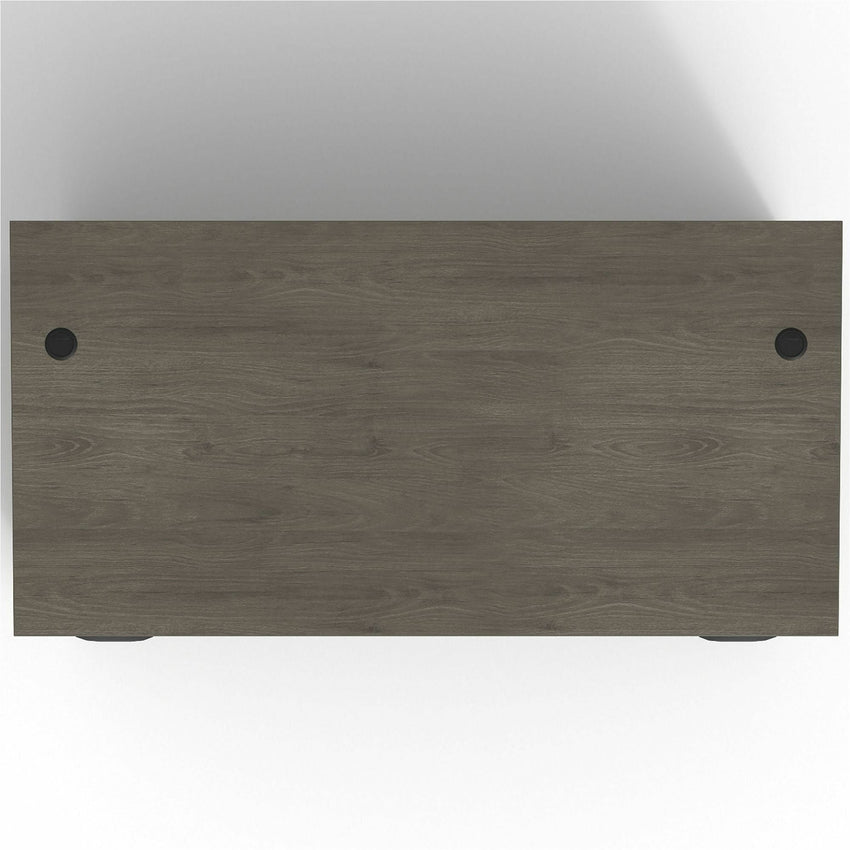 Lorell Prominence 2.0 Series Gray Elm Executive Desk featuring Dual 3/4 Locking Pedestals and High - Performance Thermally Fused Melamine Construction 72"W x 36"D x 29"H (LLR - LLRPD3672QDPGE) - SchoolOutlet