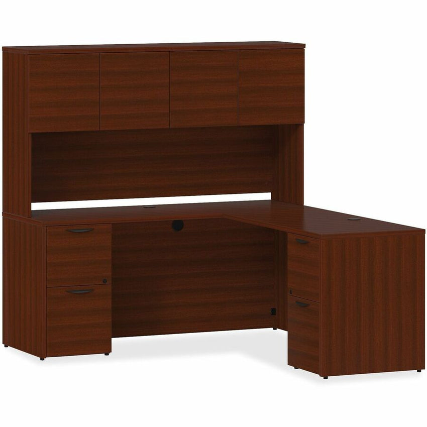 Lorell Prominence 2.0 Series Executive Desk featuring Dual 3/4 Locking Pedestals and High - Performance Thermally Fused Melamine Construction 72"W x 36"D x 29"H (LLR - LLRPD3672QDPMY) - SchoolOutlet
