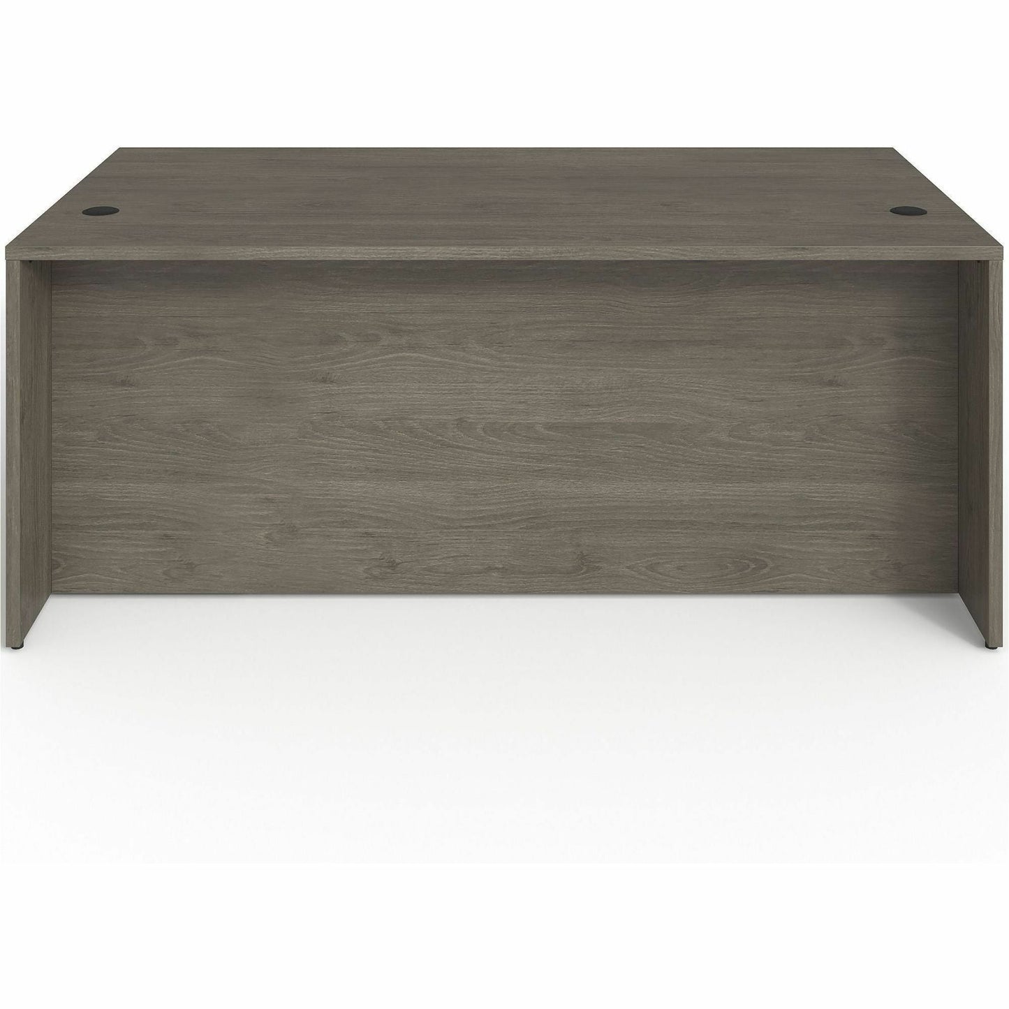 Lorell Prominence 2.0 Series Gray Elm Executive Desk featuring a Right - Hand Locking Pedestal and High - Performance Thermally Fused Melamine Construction 72"W x 36"D x 29"H (LLR - LLRPD3672RSPGE) - SchoolOutlet