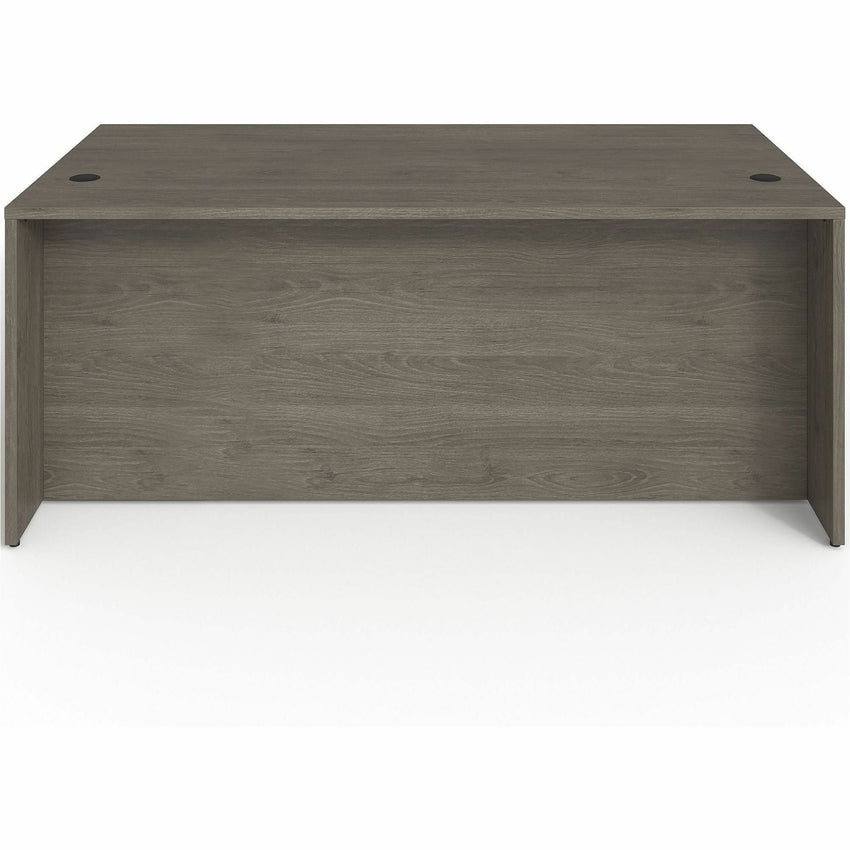 Lorell Prominence 2.0 Series Gray Elm Executive Desk featuring a Right - Hand Locking Pedestal and High - Performance Thermally Fused Melamine Construction 72"W x 36"D x 29"H (LLR - LLRPD3672RSPGE) - SchoolOutlet