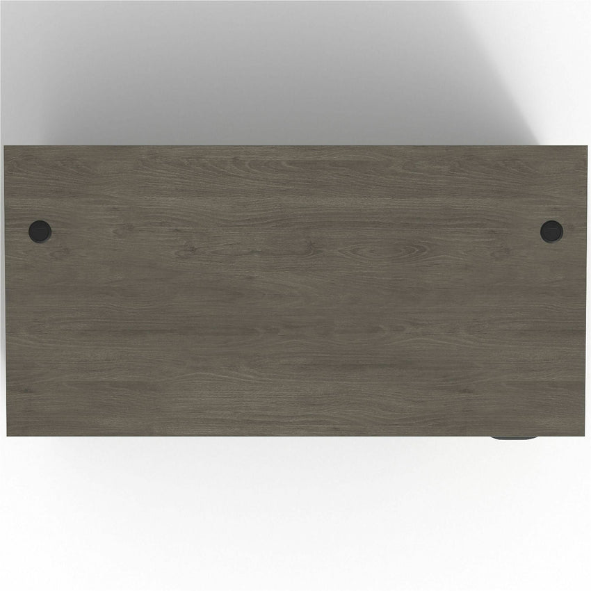 Lorell Prominence 2.0 Series Gray Elm Executive Desk featuring a Right - Hand Locking Pedestal and High - Performance Thermally Fused Melamine Construction 72"W x 36"D x 29"H (LLR - LLRPD3672RSPGE) - SchoolOutlet