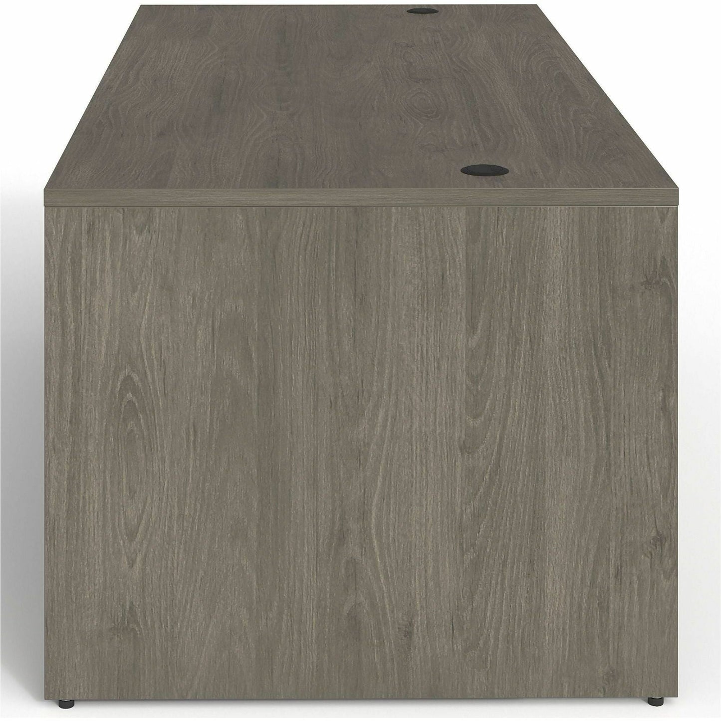 Lorell Prominence 2.0 Series Gray Elm Executive Desk featuring a Right - Hand Locking Pedestal and High - Performance Thermally Fused Melamine Construction 72"W x 36"D x 29"H (LLR - LLRPD3672RSPGE) - SchoolOutlet