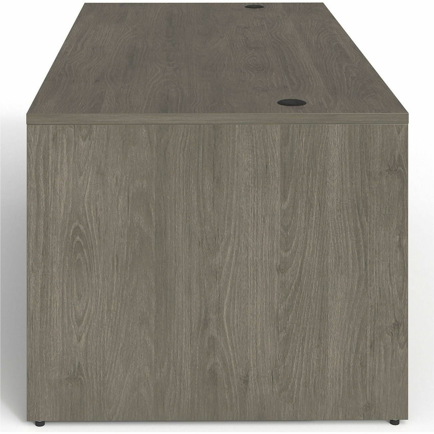 Lorell Prominence 2.0 Series Gray Elm Executive Desk featuring a Right - Hand Locking Pedestal and High - Performance Thermally Fused Melamine Construction 72"W x 36"D x 29"H (LLR - LLRPD3672RSPGE) - SchoolOutlet