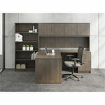 Lorell Prominence 2.0 Series Gray Elm Executive Desk featuring a Right - Hand Locking Pedestal and High - Performance Thermally Fused Melamine Construction 72
