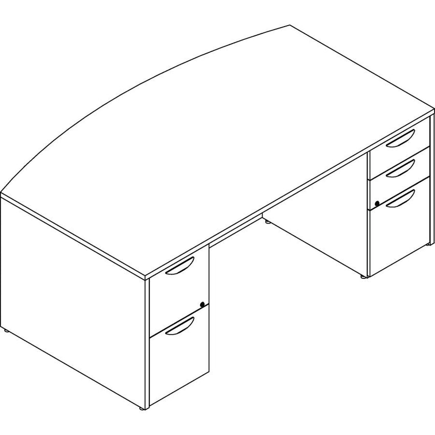 Lorell Prominence 2.0 Series Bowfront Executive Desk featuring Dual 3/4 Locking Pedestals and High - Performance Thermally Fused Melamine Construction 72"W x 42"D x 29"H (LLR - LLRPD4272DPXX) - SchoolOutlet