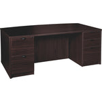 Lorell Prominence 2.0 Series Bowfront Executive Desk featuring Dual 3/4 Locking Pedestals and High - Performance Thermally Fused Melamine Construction 72