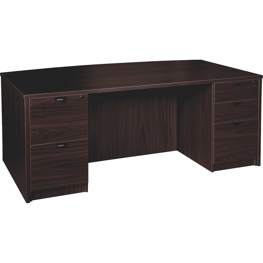 Lorell Prominence 2.0 Series Bowfront Executive Desk featuring Dual 3/4 Locking Pedestals and High - Performance Thermally Fused Melamine Construction 72"W x 42"D x 29"H (LLR - LLRPD4272DPXX) - SchoolOutlet