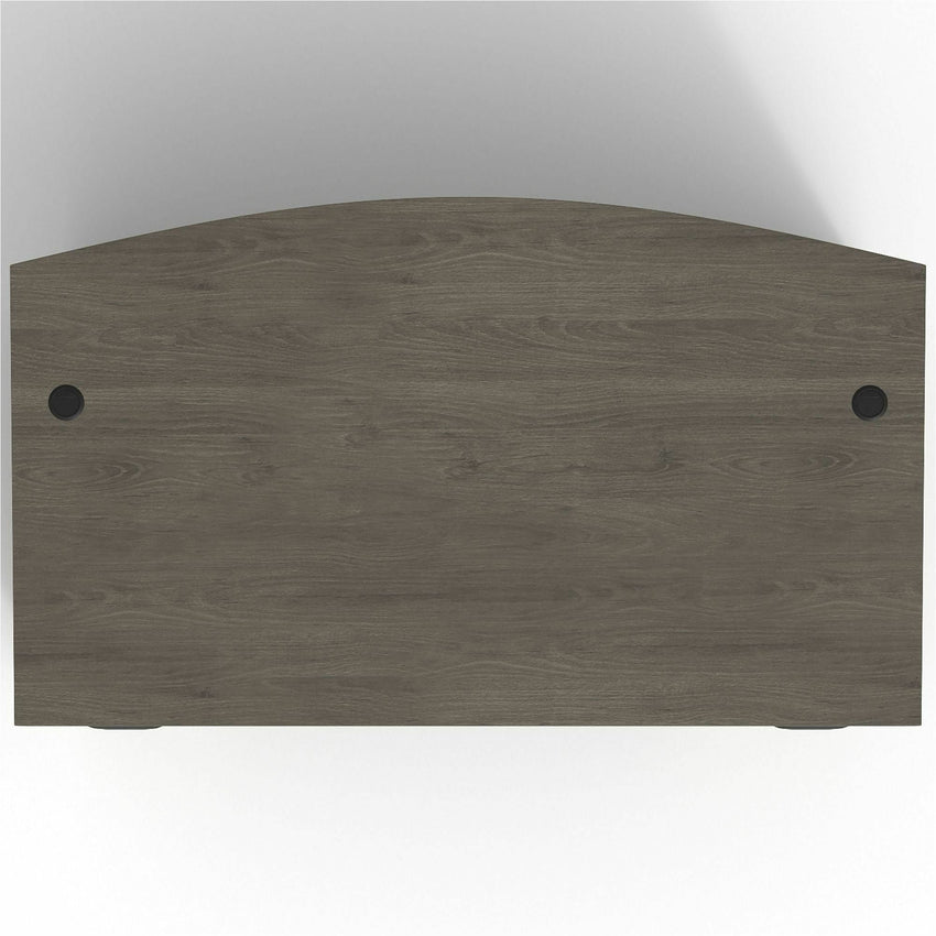Lorell Prominence 2.0 Series Gray Elm Executive Bowfront Desk featuring Dual Locking Pedestals and High - Performance Thermally Fused Melamine Construction 72"W x 42"D x 29"H (LLR - LLRPD4272DPGE) - SchoolOutlet